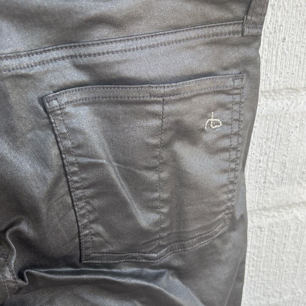 Rag & Bone Coated Shiny Silver Super Skinny Ankle Zipper Jeggings sz 28 - Picture 5 of 9